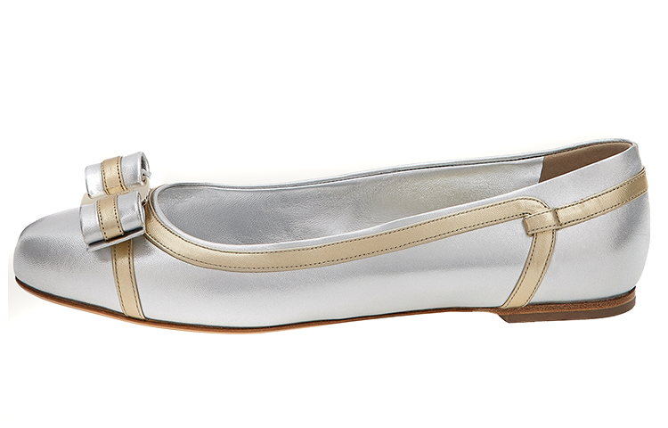 (W) FERRAGAMO Varina Ballet Flats 'Silver'