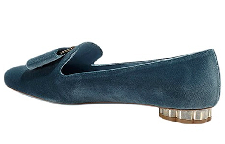 (W) FERRAGAMO Velvet Bow Flats 'Blue' 圖 4