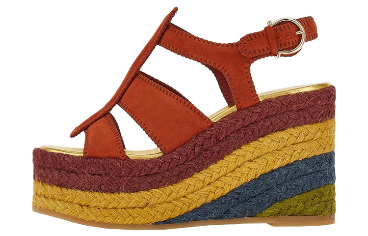 (Women) FERRAGAMO Velvet Calfskin Espadrille Wedge 'Fashion Sandal Red' 01E353-758787