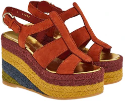 Order (W) FERRAGAMO Sandal Wedges Espadrille Beludru Kulit Anak Sapi Merah 01E353-758787