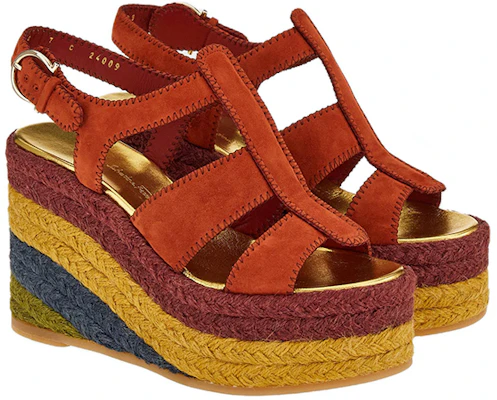 (W) FERRAGAMO Sandalo Zeppa Espadrille in Pelle Scamosciata Rossa da Donna 01E353-758787 Order (W) FERRAGAMO Sandalo Zeppa Espadrille in Pelle Scamosciata Rossa da Donna 01E353-758787