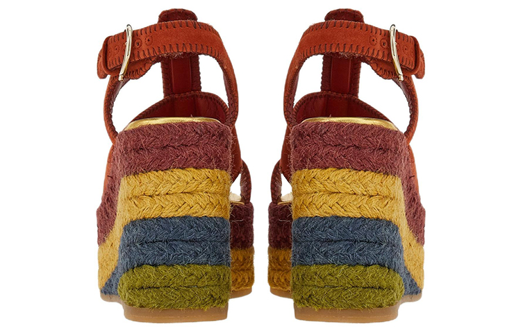 Shop (W) FERRAGAMO Sandalo Zeppa Espadrille in Pelle Scamosciata Rossa da Donna 01E353-758787