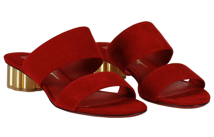(W) FERRAGAMO Velvet Fashion Sandals 'Red' 圖 3