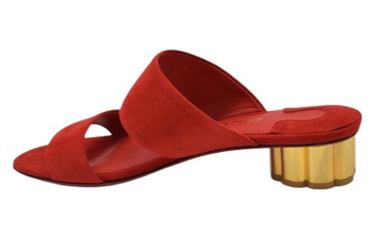 (W) FERRAGAMO Velvet Fashion Sandals 'Red' 圖 4