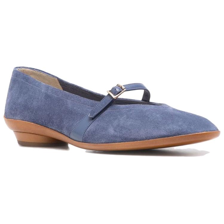 (W) FERRAGAMO Velvet Leather Flat 'Blue' 圖 2