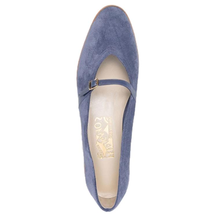 (W) FERRAGAMO Velvet Leather Flat 'Blue' 圖 3