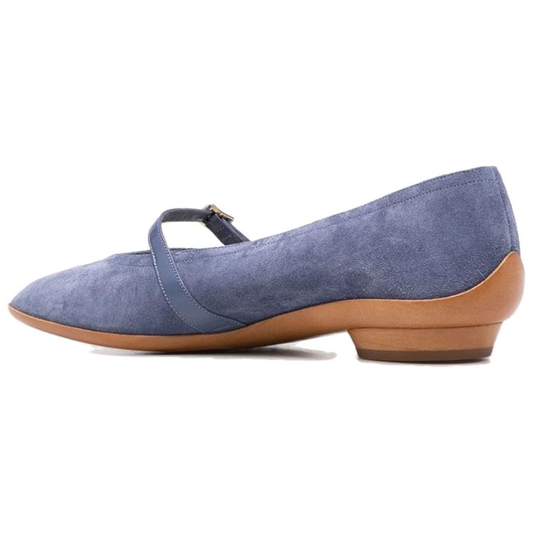 (W) FERRAGAMO Velvet Leather Flat 'Blue' 圖 4