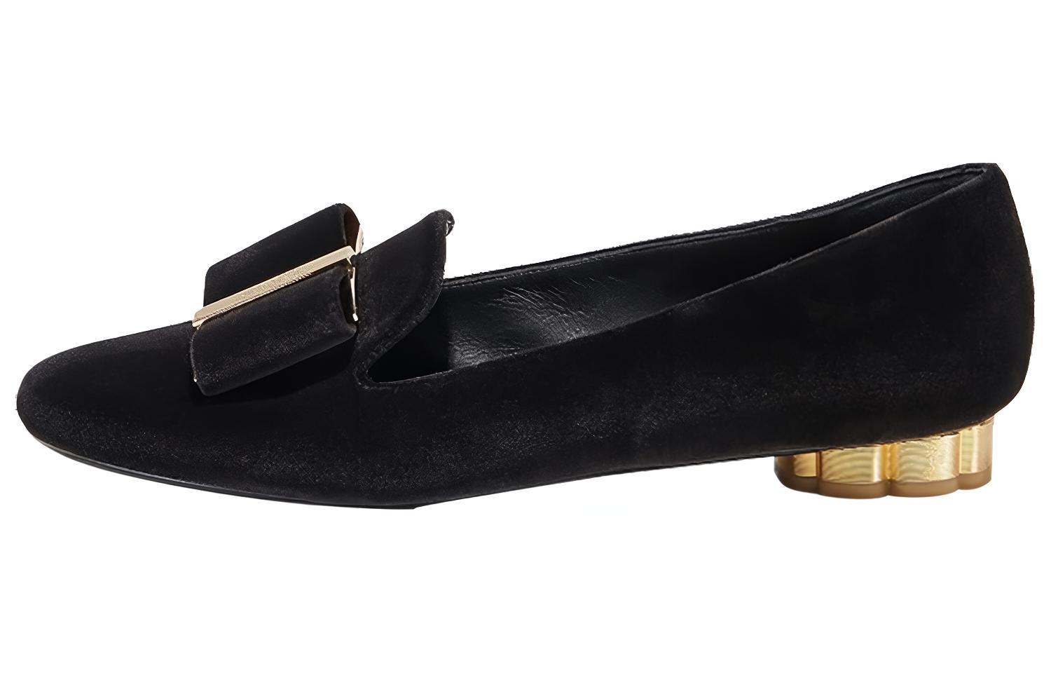 (W) FERRAGAMO Velvet Loafers 'Black'