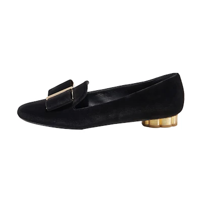 (W) FERRAGAMO Velvet Loafers 'Black'
