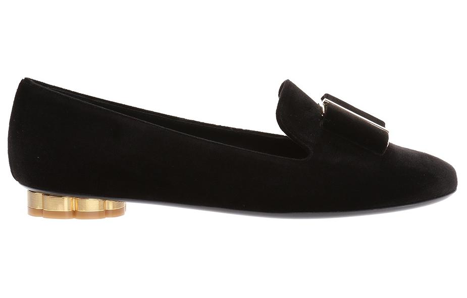 (W) FERRAGAMO Velvet Loafers 'Black' 圖 2