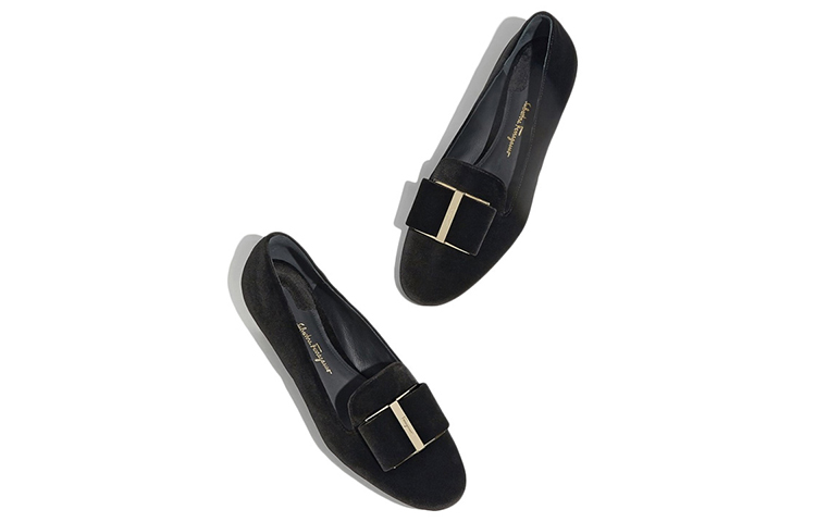 (W) FERRAGAMO Velvet Loafers 'Black' 圖 5