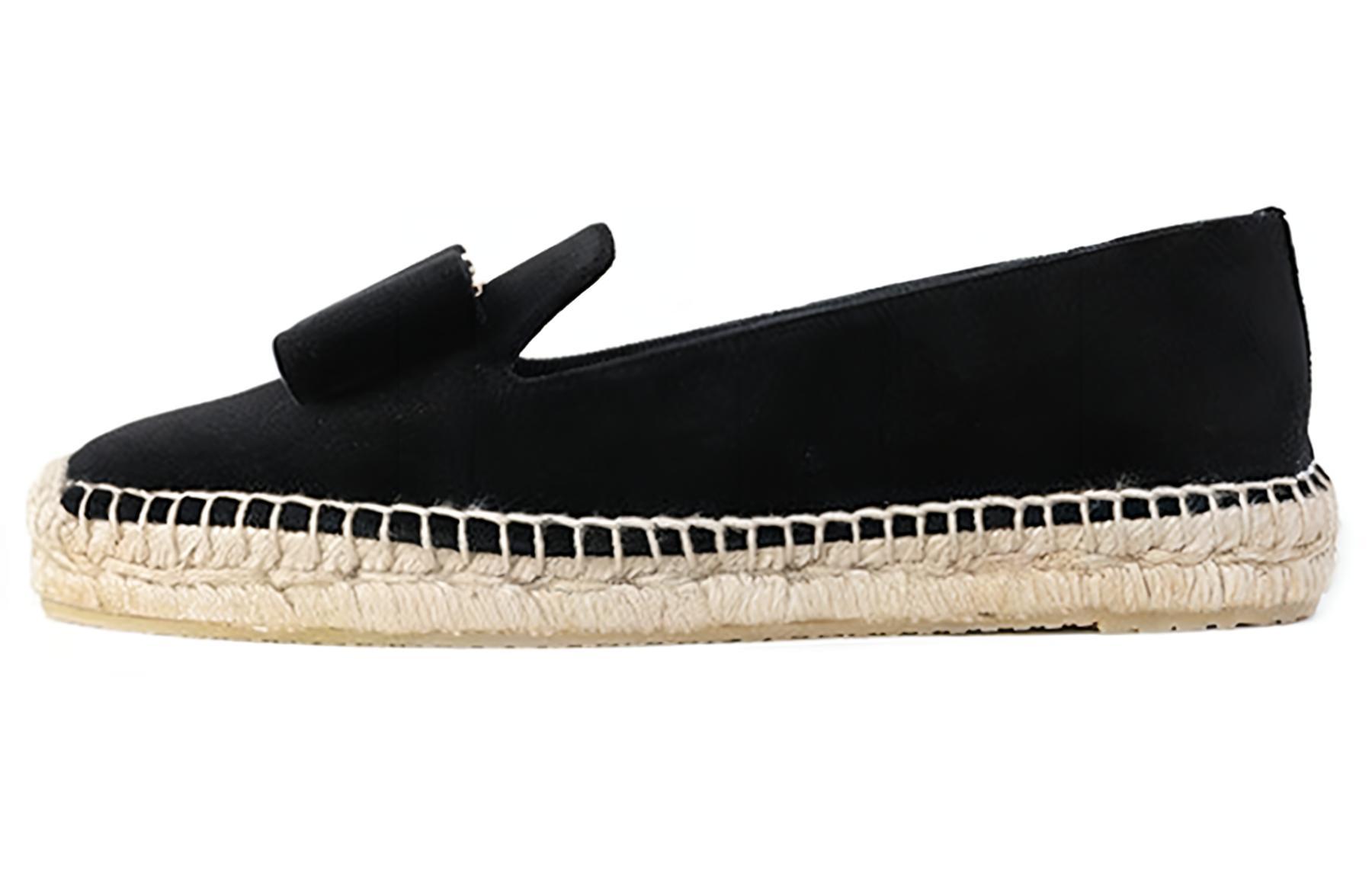 (W) FERRAGAMO Velvet Weave Flat Casual 'Black'