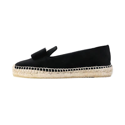 (W) FERRAGAMO Velvet Weave Flat Casual 'Black'