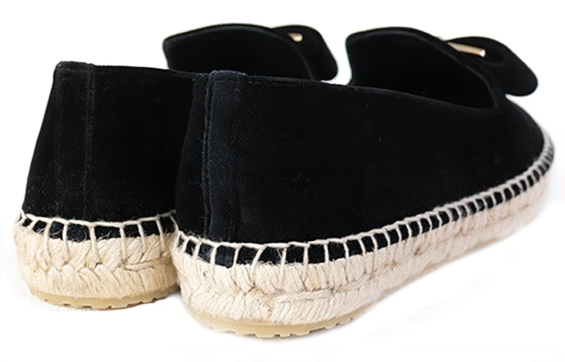 (W) FERRAGAMO Velvet Weave Flat Casual 'Black' 圖 4