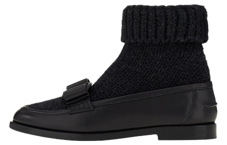 (W) FERRAGAMO Viva Bow Sock Boots 'Black'