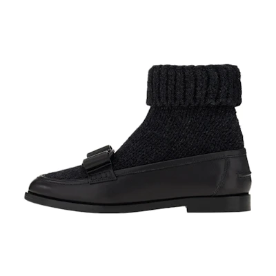 (W) FERRAGAMO Viva Bow Sock Boots 'Black'