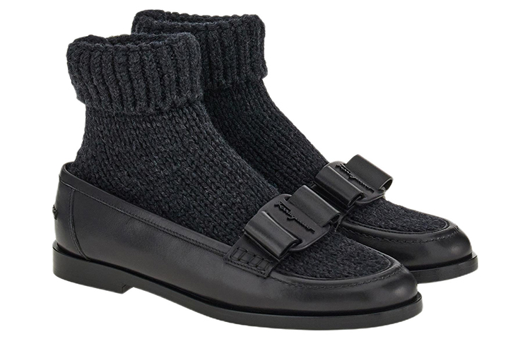 (W) FERRAGAMO Viva Bow Sock Boots 'Black' 圖 2