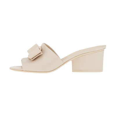 (W) FERRAGAMO Viva 'White Napa Leather Peep-Toe Sandal'