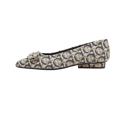 (W) FERRAGAMO Viva Ballet Flat 'Beige Black'