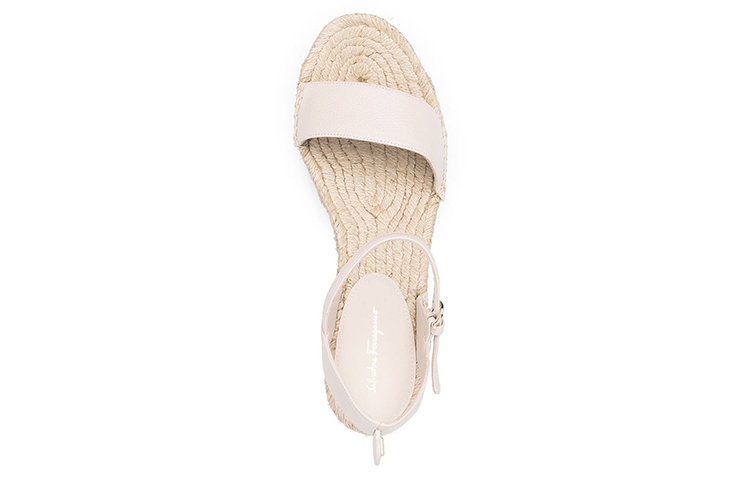 (W) FERRAGAMO Wedge Espadrille Sandals 'Beige' 圖 4