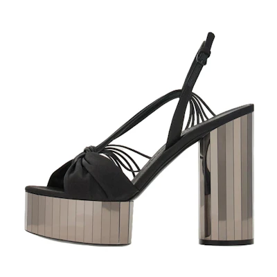 (W) FERRAGAMO Sabrina Mirrored Platform Heels 'Black'