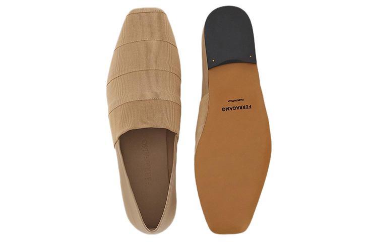 (W) FERRAGAMO Woven Satin Loafer 'Light Brown' 圖 5