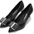 (W) FERRAGAMO Zaia "Black Double Bow" Tumit Tinggi Hitam 01R557-737368