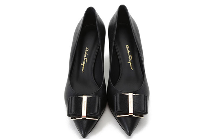 Shop (W) FERRAGAMO Zaia Escarpins Hauts ''Nœud Double Noir'' 01R557-737368