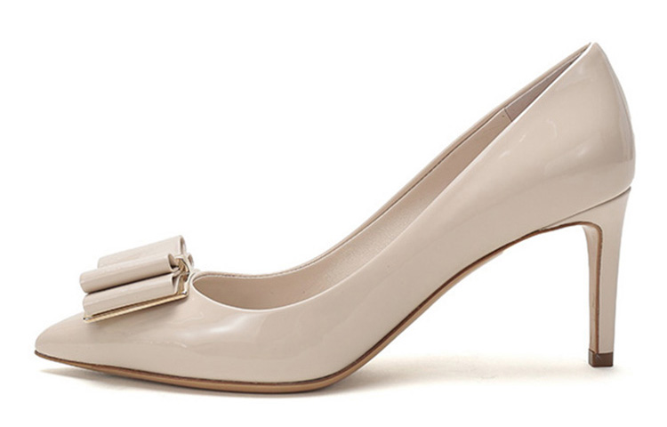 (Women) FERRAGAMO Zeri 70 'Bone Patent Double Bow' 01P337-741002