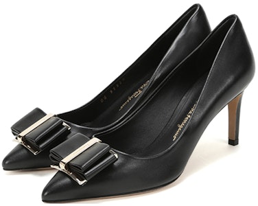 (W) 菲拉格慕 Zeri 70 双蝴蝶结黑色高跟鞋 01P337-704655 Lookbook (W) 菲拉格慕 Zeri 70 双蝴蝶结黑色高跟鞋 01P337-704655