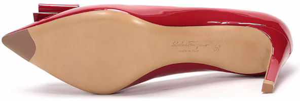 Details for Ferragamo 費拉格莫 ZERI 70系列 亮面蝴蝶結裝飾尖頭高跟鞋 女款 紅色