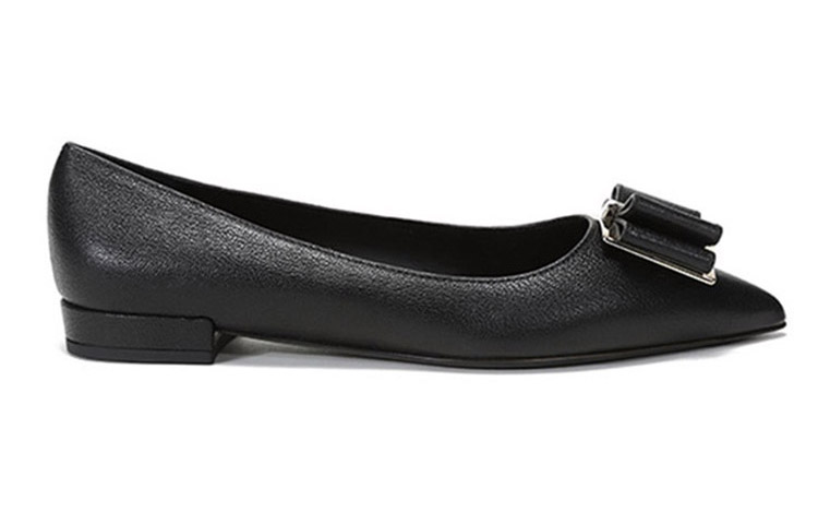 (W) FERRAGAMO Zerio 'Black Bow Tie Pointed Flats' 圖 2