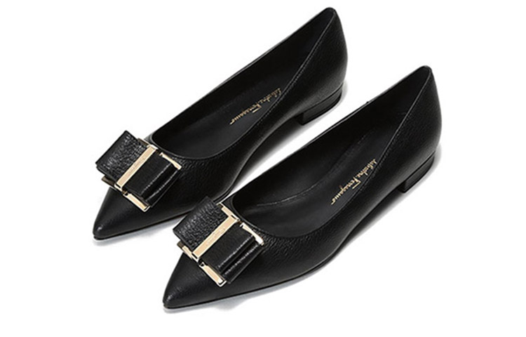 (W) FERRAGAMO Zerio 'Black Bow Tie Pointed Flats' 圖 3
