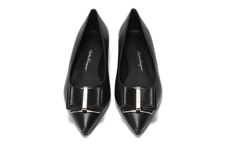 (W) FERRAGAMO Zerio 'Black Bow Tie Pointed Flats' 圖 4