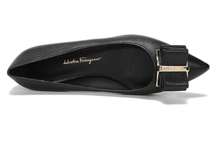 (W) FERRAGAMO Zerio 'Black Bow Tie Pointed Flats' 圖 5