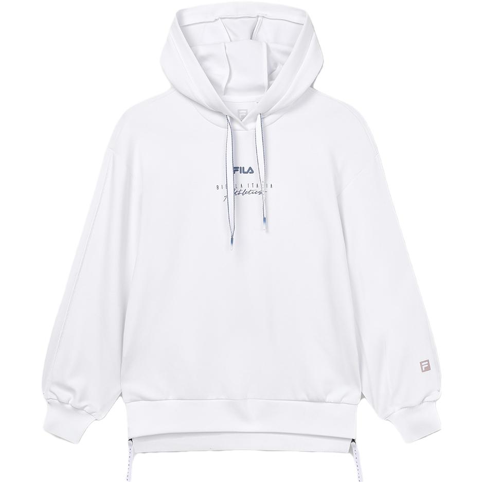 (Women) FILA 2023 White Knit Loose Fit Hoodie - Casual Autumn Fashion A11W331206F-WT