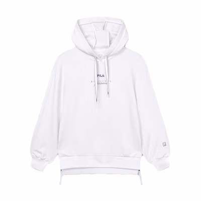 (Women) FILA 2023 White Knit Loose Fit Hoodie - Casual Autumn Fashion A11W331206F-WT