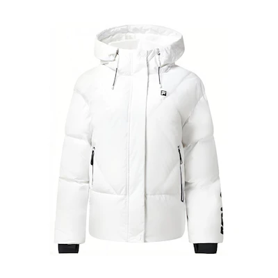 (Women) FILA Athletics Logo Full-Zip Hooded Down Jacket - Jade White. A11W243904F-WT
