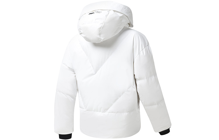 Lookbook (Women) FILA  Athletics Logo Full-Zip Hooded Down Jacket - Jade White. A11W243904F-WT