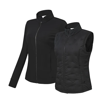 (Women) FILA Black Down Jacket Vest Set - Warm and Stylish Athletic Wear. A11W245919F-BK