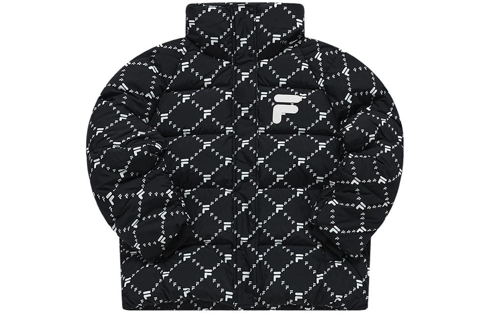 Buy (Women) FILA  Black Full-Print Logo Puffer Jacket with Stand Collar. T11W316903F-BK