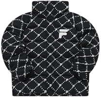(Women) FILA Black Full-Print Logo Puffer Jacket with Stand Collar. T11W316903F-BK (Women) FILA Black Full-Print Logo Puffer Jacket with Stand Collar. T11W316903F-BK
