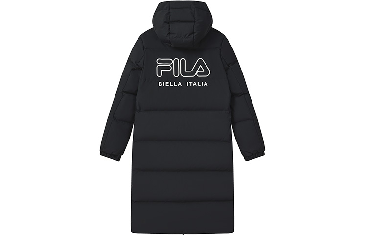 Lookbook (W) FILA ブラックロングフードダウンジャケット - ミニマリストな暖かい防風デザイン F11W249906FBK