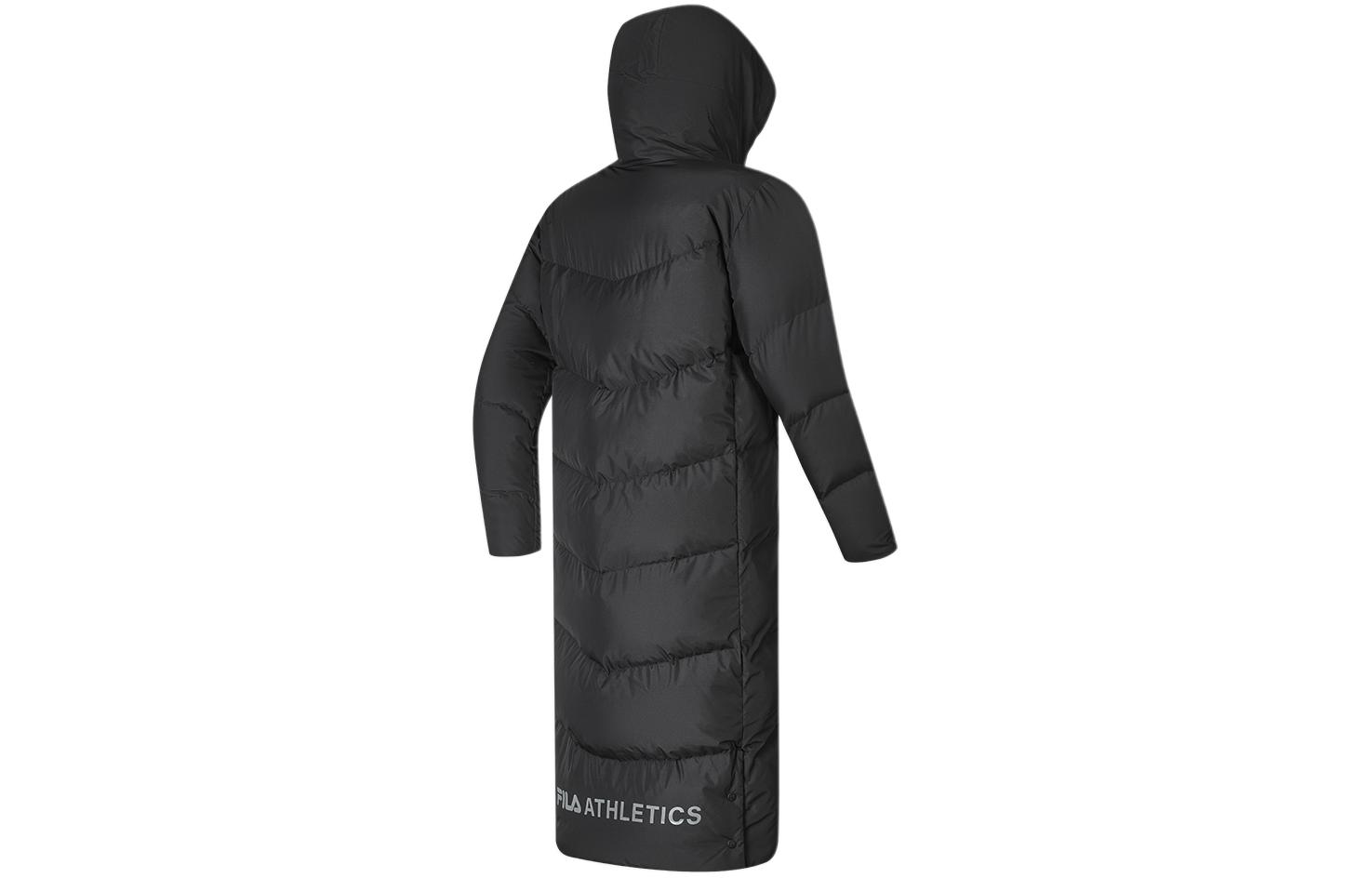 (Women) FILA  Black Long Hooded Down Jacket for Running and Warmth. A61W342906A-BK 圖 3