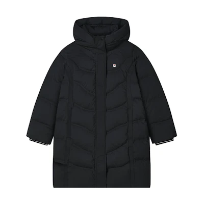 (Women) FILA Black Mid-Length Casual Simple Down Jacket F11W341910F-BK
