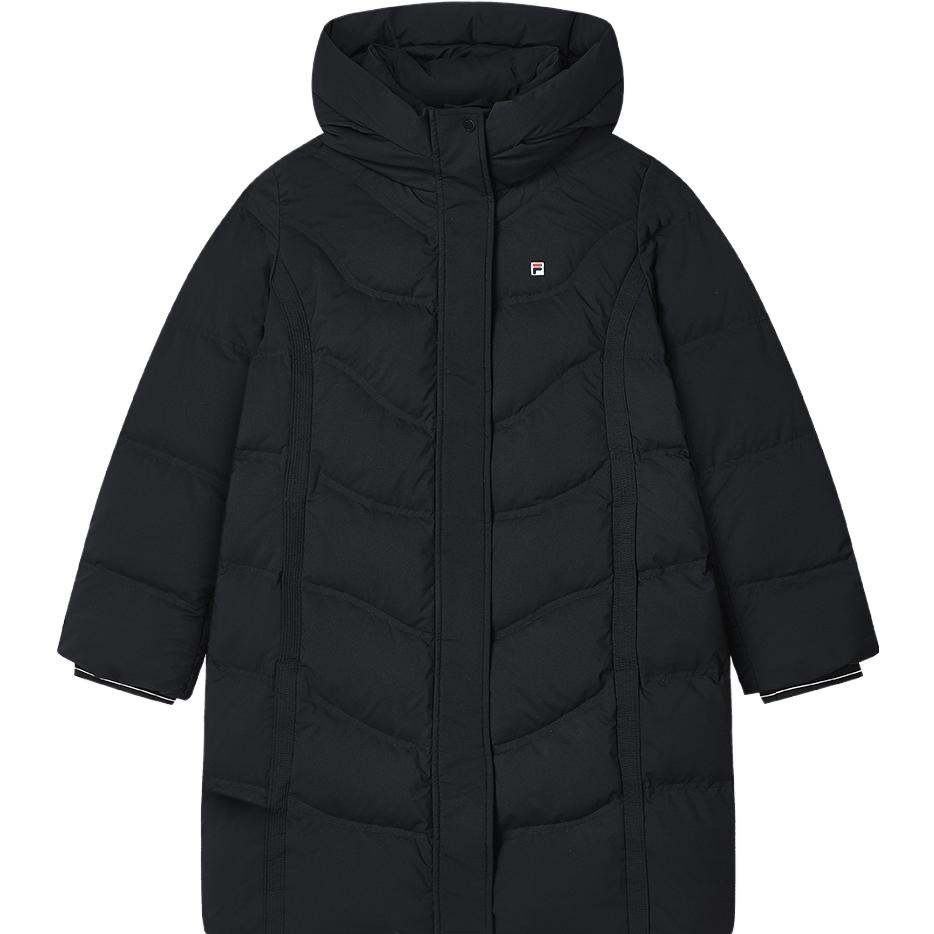 (Women) FILA  Black Mid-Length Casual Simple Down Jacket F11W341910F-BK 圖 2