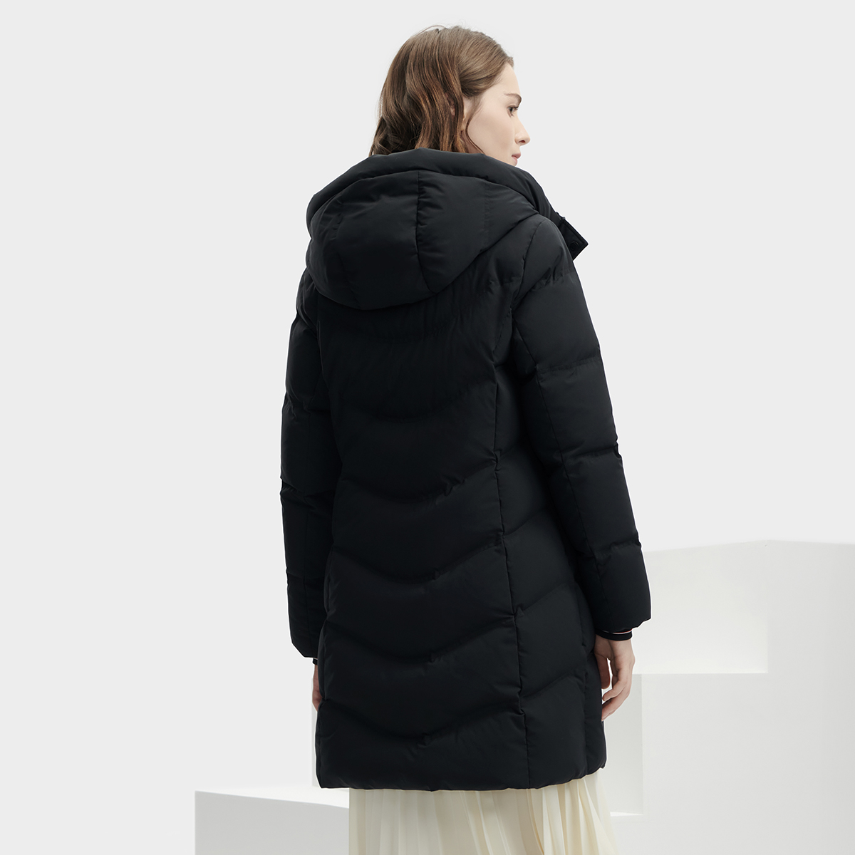 (Women) FILA  Black Mid-Length Casual Simple Down Jacket F11W341910F-BK 圖 6