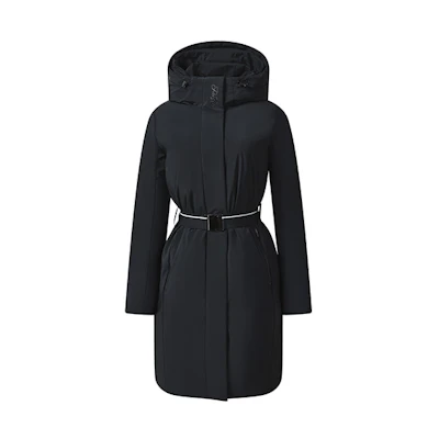 (Women) FILA Black Mid-Length Hooded Down Jacket Winter Warm Coat A11W245909F-BK