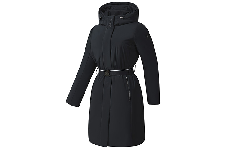 Shop (Women) FILA  Black Mid-Length Hooded Down Jacket Winter Warm Coat A11W245909F-BK