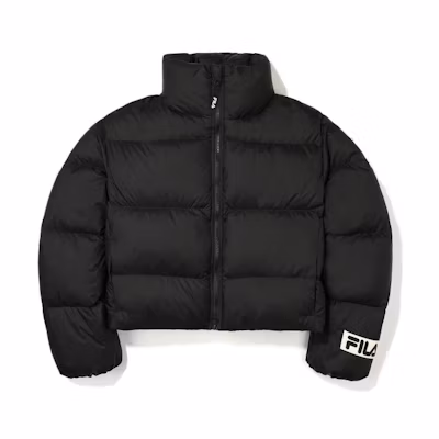 (Women) FILA Black Short Zipper Puffer Jacket with Logo 22FW. FS2DJE4153F-BLK